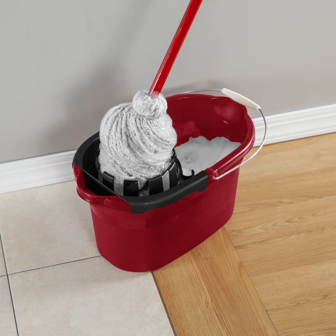 Sterilite 1129 17.5 Quart / 17 Liter Mop Bucket – Classic Red with Black Wringer & Wire Handle - Image 4