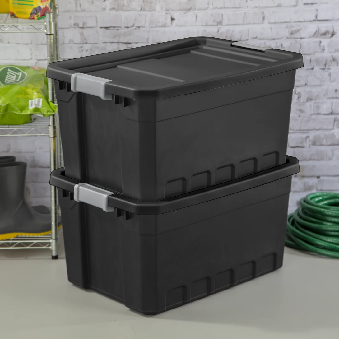 Sterilite 1486 19 Gallon Modular Stacker Tote – Black Base & Lid with Titanium Latches - Image 4