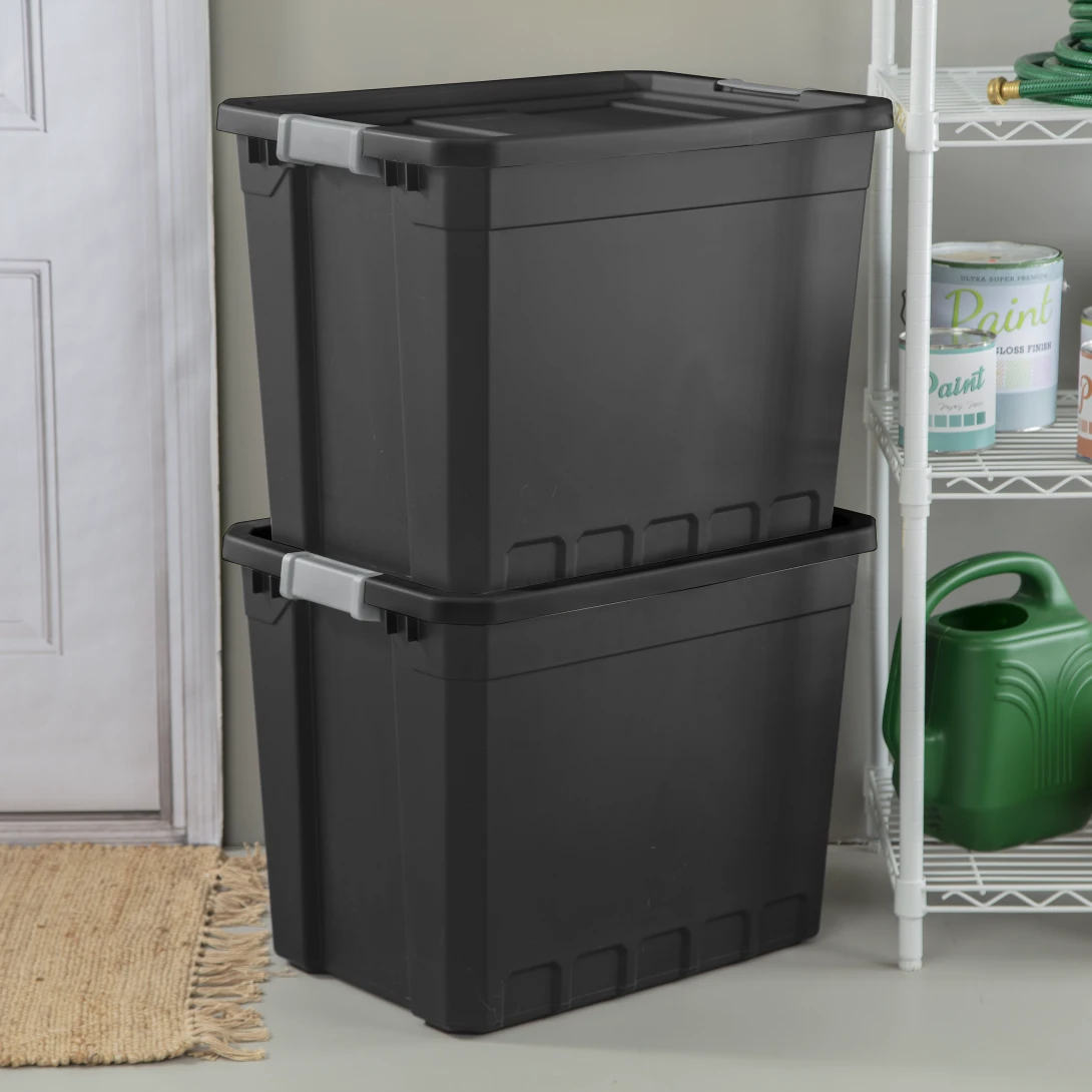 Sterilite 1488 27 Gallon Modular Stacker Tote – Black Base & Lid with Titanium Latches - Image 4