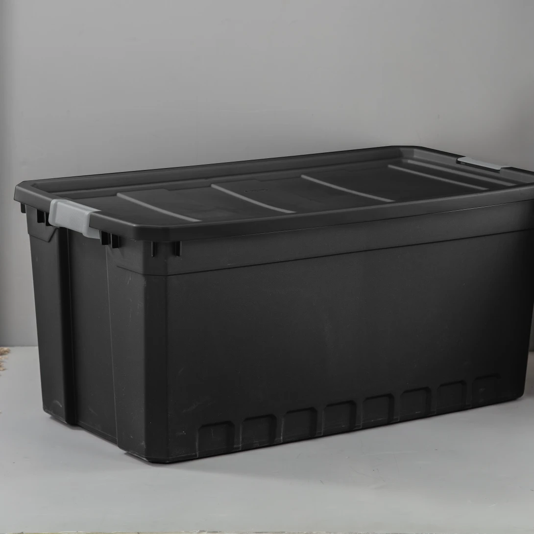 Sterilite 1489 50 Gallon Modular Stacker Tote – Black Base & Lid with Titanium Latches - Image 4