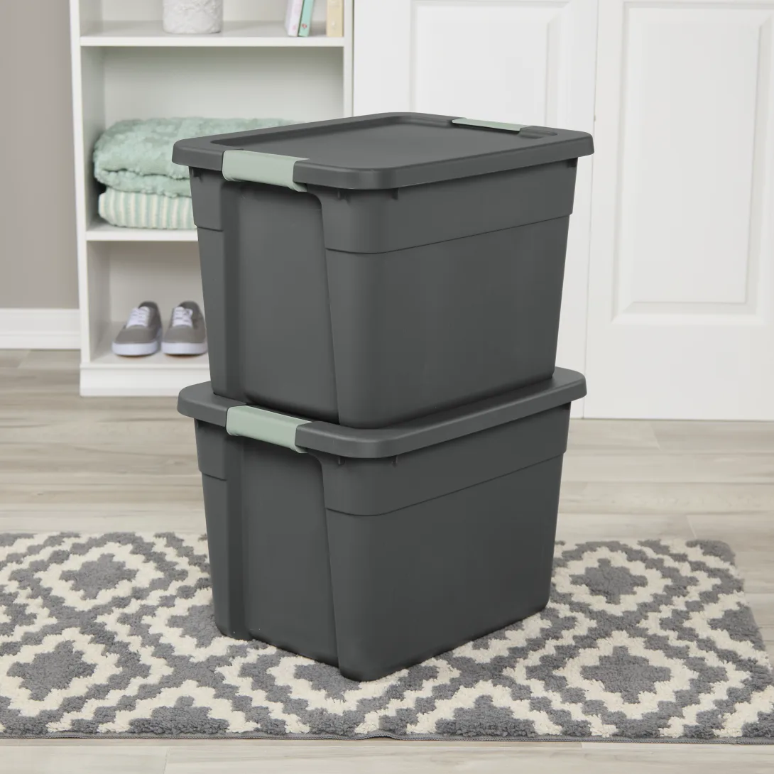Sterilite 1516 12 Gallon Latch Tote – Flat Gray Base & Lid with Green River Latches - Image 4