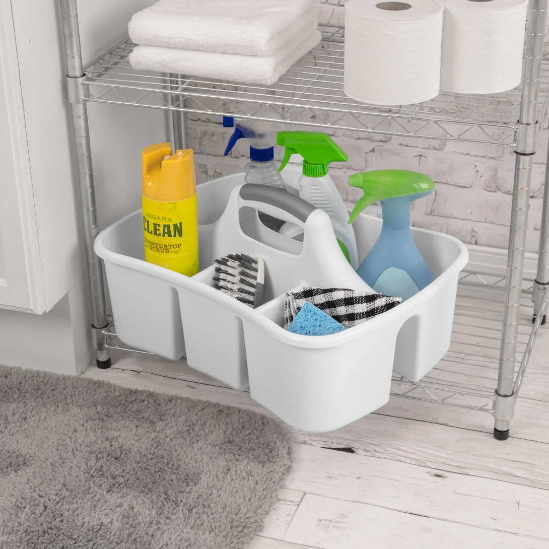 Sterilite 1588 Divided Ultra Caddy – White Caddy with Titanium Insert - Image 4