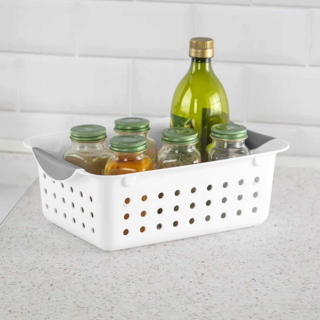 Sterilite 1622 Small Ultra Basket – White Basket with Titanium Contoured Handles - Image 4