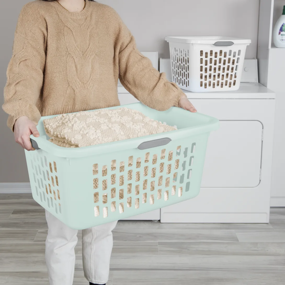 Sterilite 1202 2 Bushel / 71 Liter Ultra Laundry Basket – Mindful Mint / White - Image 4