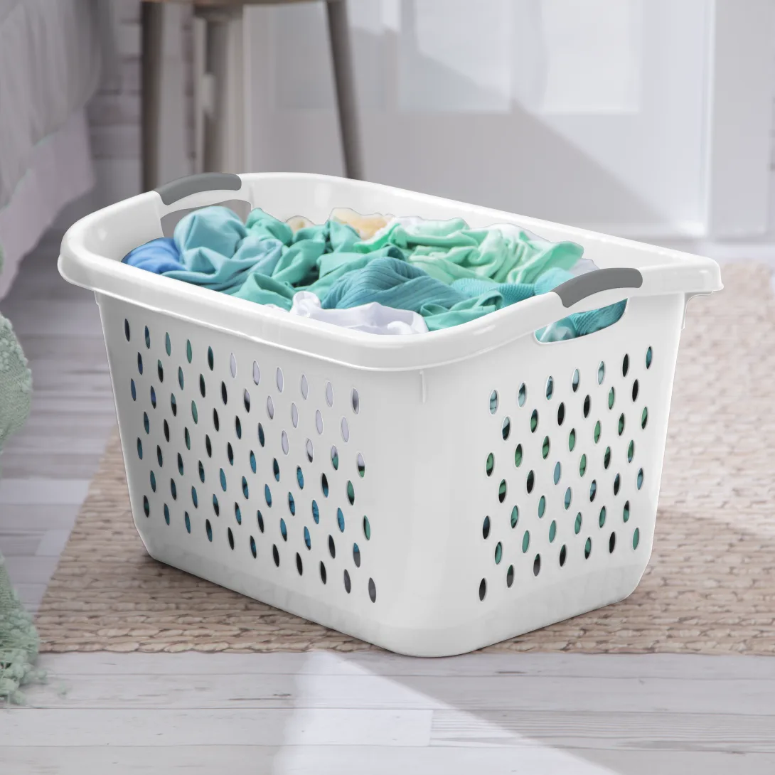 Sterilite 1203 2.7 Bushel / 95 Liter Ultra Laundry Basket – White with Titanium Inserts - Image 5
