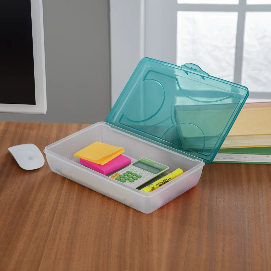 Sterilite 1729 Supply Box – Molokai Blue Tint Lid with Clear Base Utility Case - Image 5