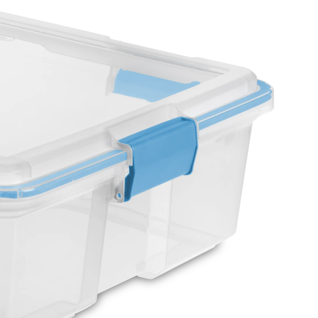 Sterilite 1931 37 Quart Gasket Box – Airtight & Watertight Clear Plastic Storage Bin with Blue Aquarium Latches - Image 5