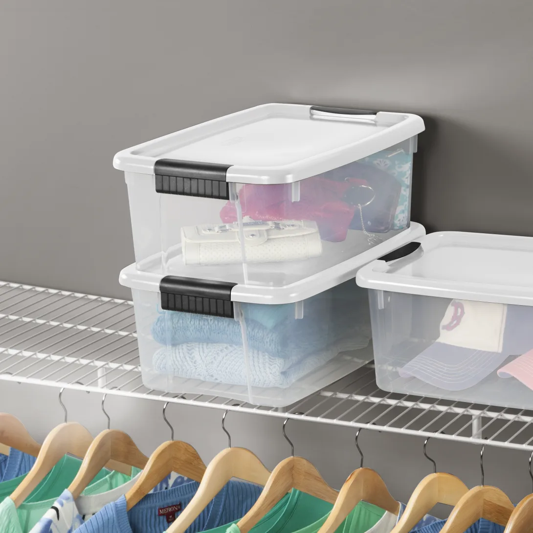 Sterilite 1984 18 Quart Ultra Latch Box – Clear Plastic Storage Bin with White Lid & Heavy-Duty Black Latches - Image 5
