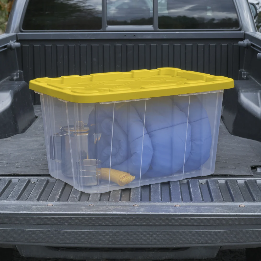 Sterilite 5075 27 Gallon Industrial Box β Heavy-Duty Clear Storage Bin with Yellow Lily Lid - Image 5