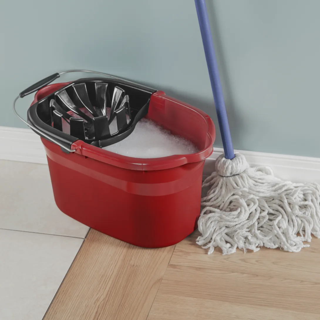Sterilite 1129 17.5 Quart / 17 Liter Mop Bucket – Classic Red with Black Wringer & Wire Handle - Image 5