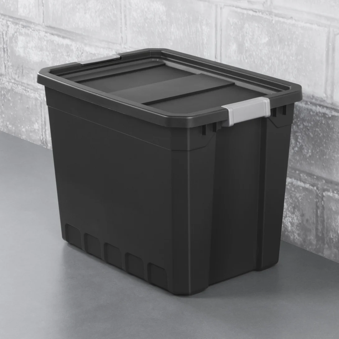 Sterilite 1488 27 Gallon Modular Stacker Tote – Black Base & Lid with Titanium Latches - Image 5
