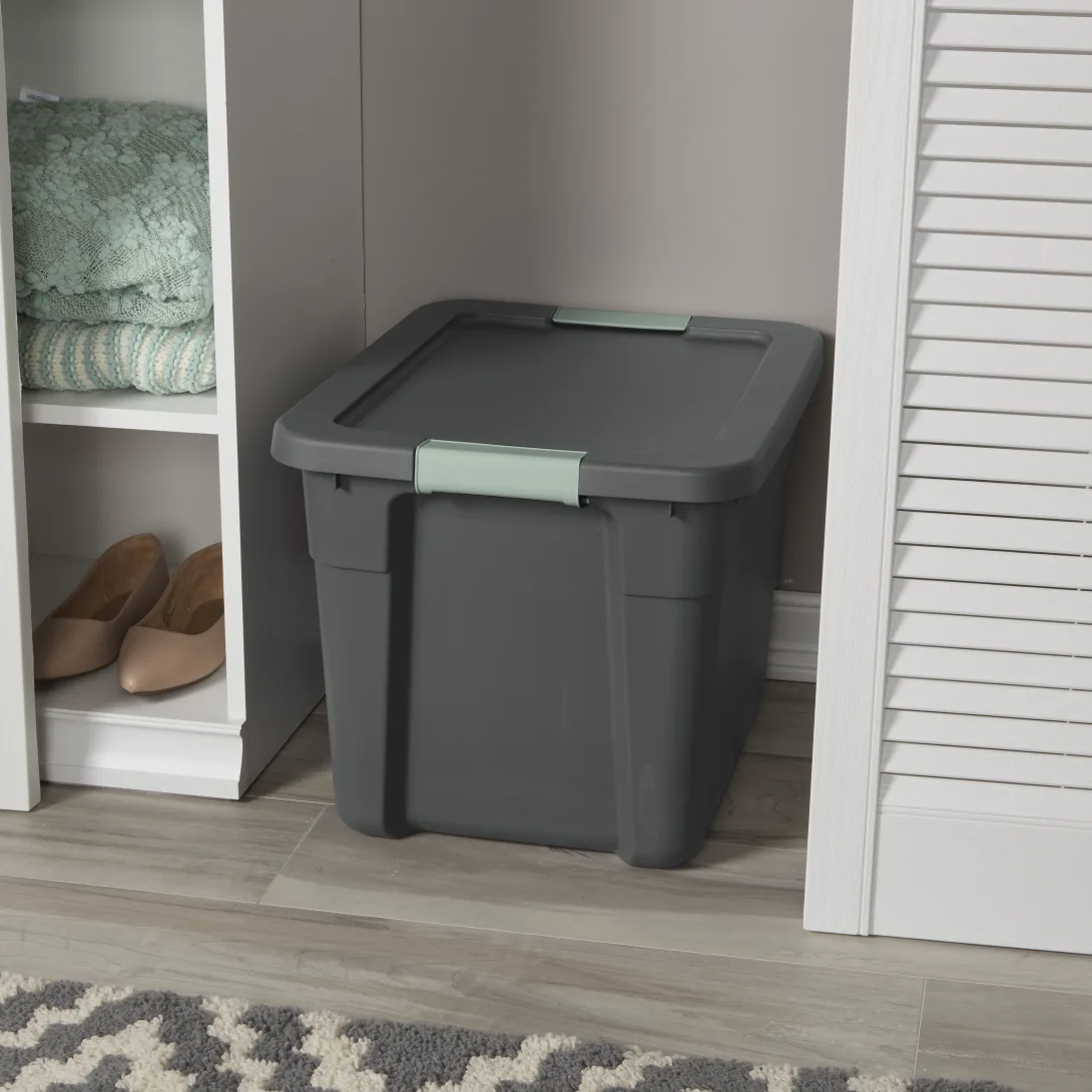 Sterilite 1516 12 Gallon Latch Tote – Flat Gray Base & Lid with Green River Latches - Image 5