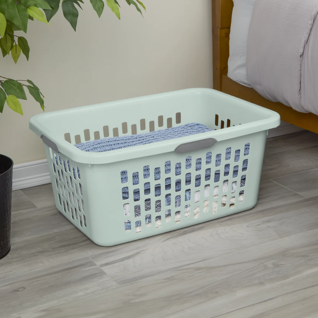 Sterilite 1202 2 Bushel / 71 Liter Ultra Laundry Basket – Mindful Mint / White - Image 5
