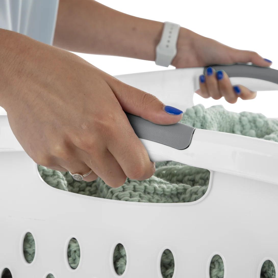 Sterilite 1203 2.7 Bushel / 95 Liter Ultra Laundry Basket – White with Titanium Inserts - Image 6