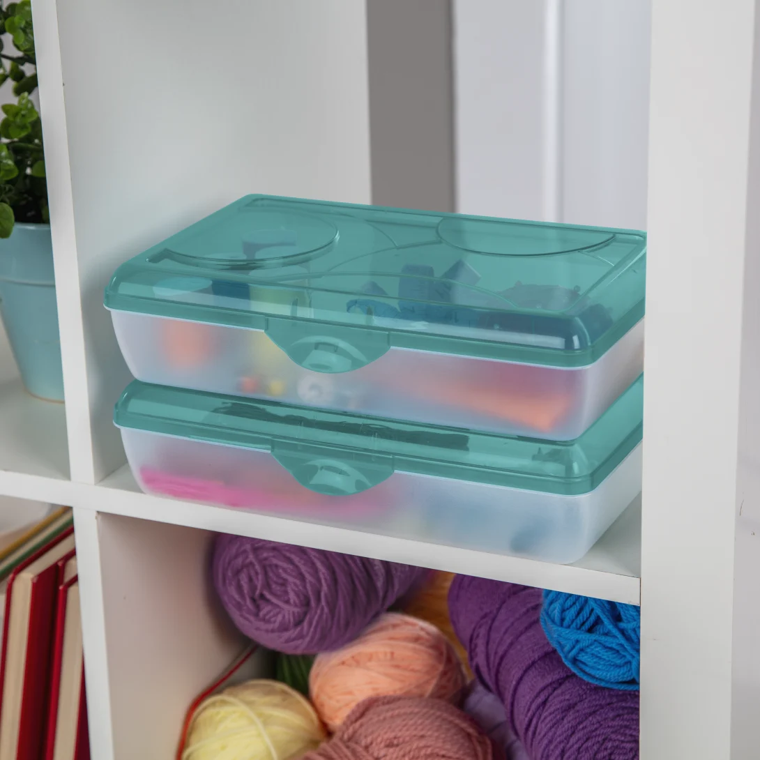 Sterilite 1729 Supply Box – Molokai Blue Tint Lid with Clear Base Utility Case - Image 6