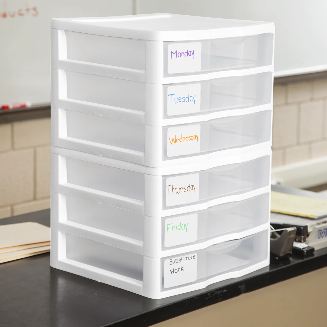 Sterilite 2093 Wide 3 Drawer Unit – Clear Plastic Desktop Storage Organizer with White Frame - Image 6