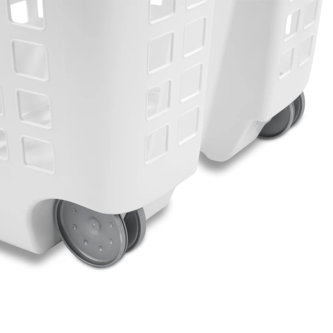 Sterilite 1224 1.75 Bushel / 62 Liter Ultra Wheeled Laundry Basket β White with Titanium Handle & Wheels - Image 6
