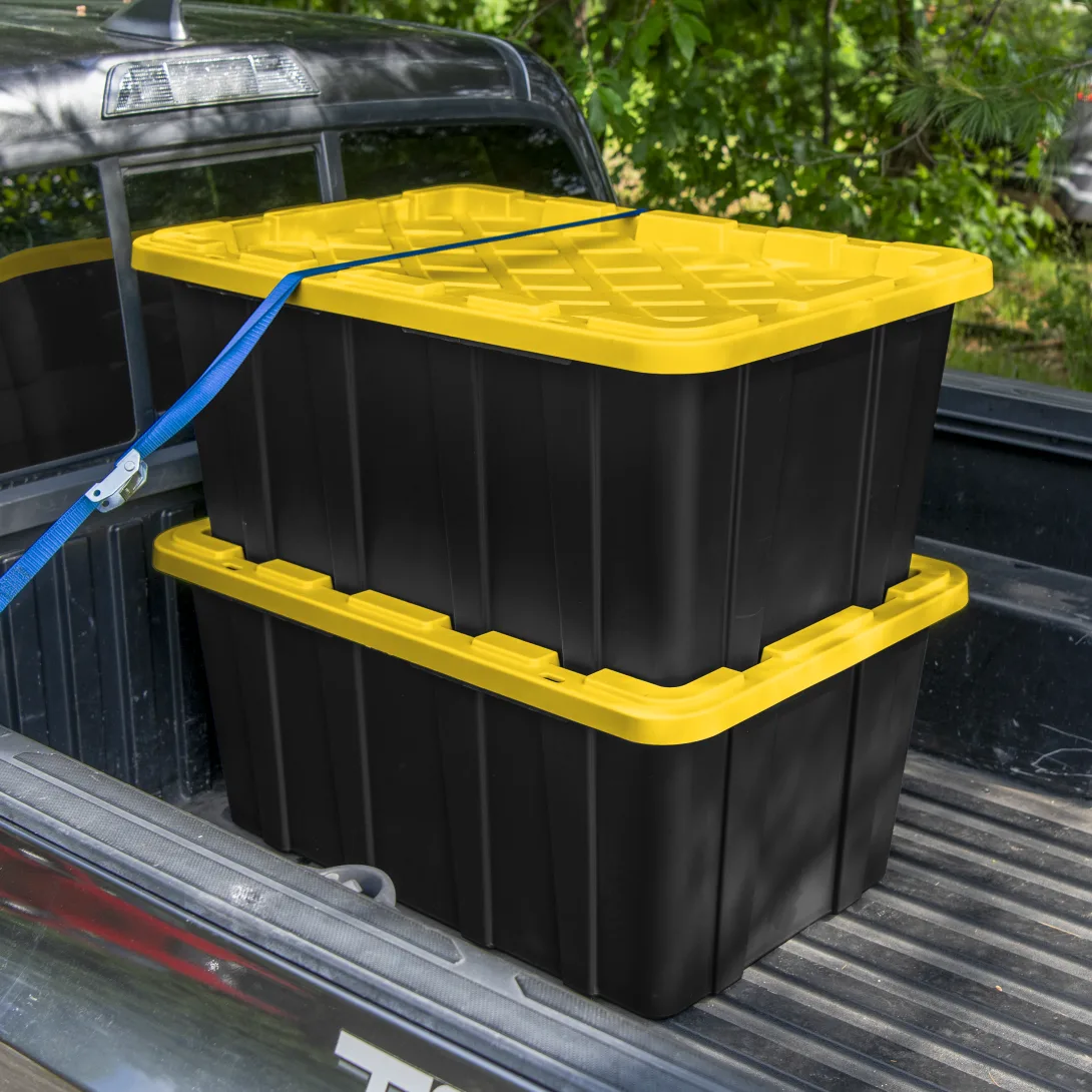 Sterilite 5067 38 Gallon Industrial Tote – Extra-Large Heavy-Duty Storage Bin with Yellow Lily Lid & Black Base - Image 6