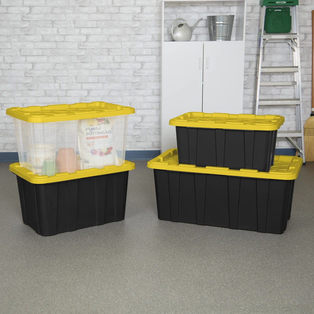 Sterilite 5075 27 Gallon Industrial Box β Heavy-Duty Clear Storage Bin with Yellow Lily Lid - Image 6