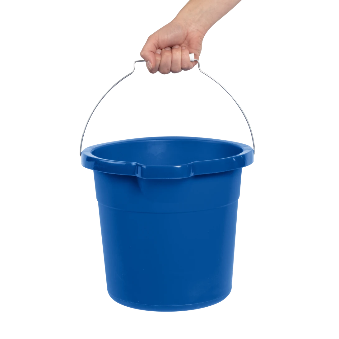 Sterilite 1123 12 Quart / 11.4 Liter Spout Pail β Blue Morpho with Wire Handle & White Grip - Image 6