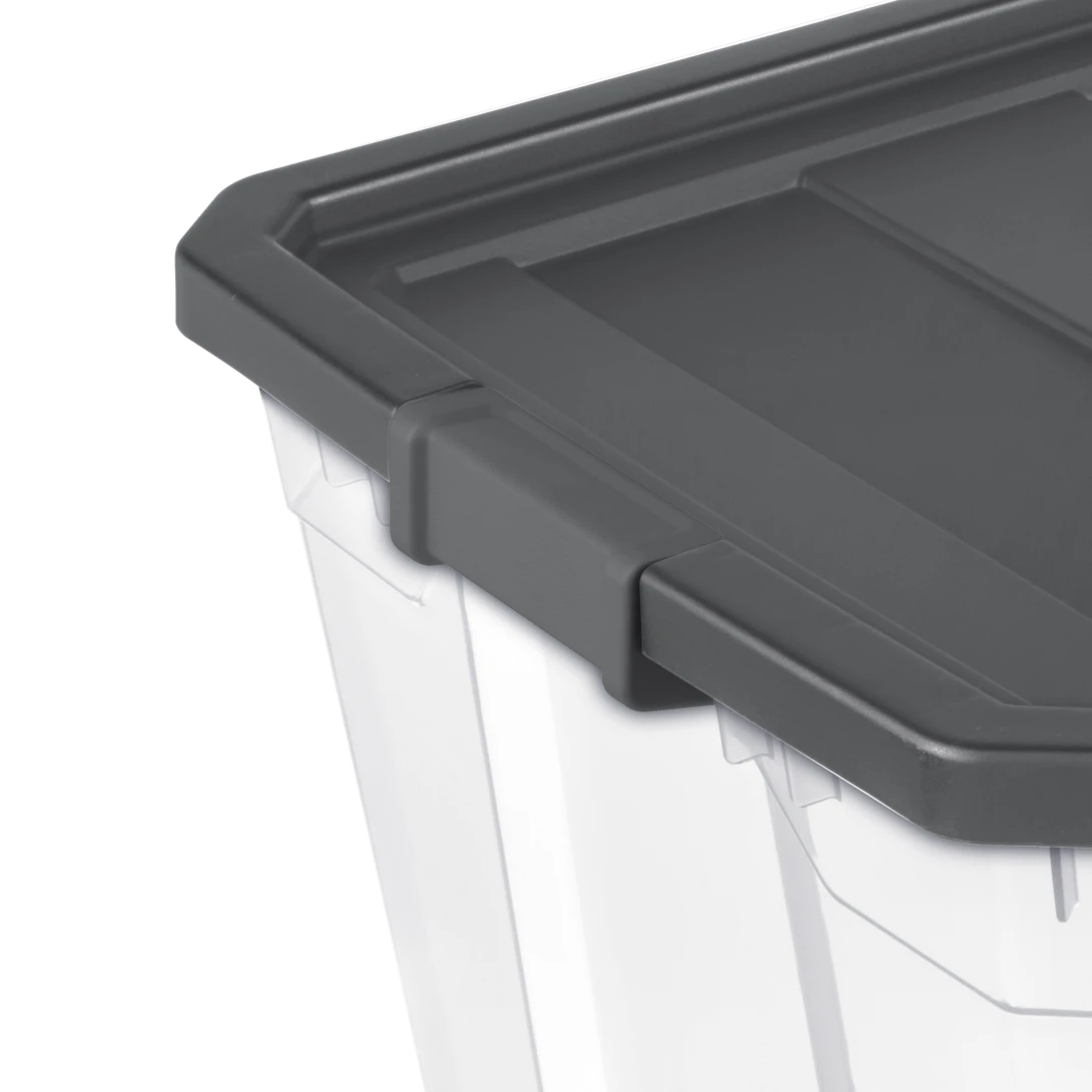 Sterilite 1479 200 Qt Modular Stacker Box – Clear Base with Flat Gray Lid & Latches - Image 6