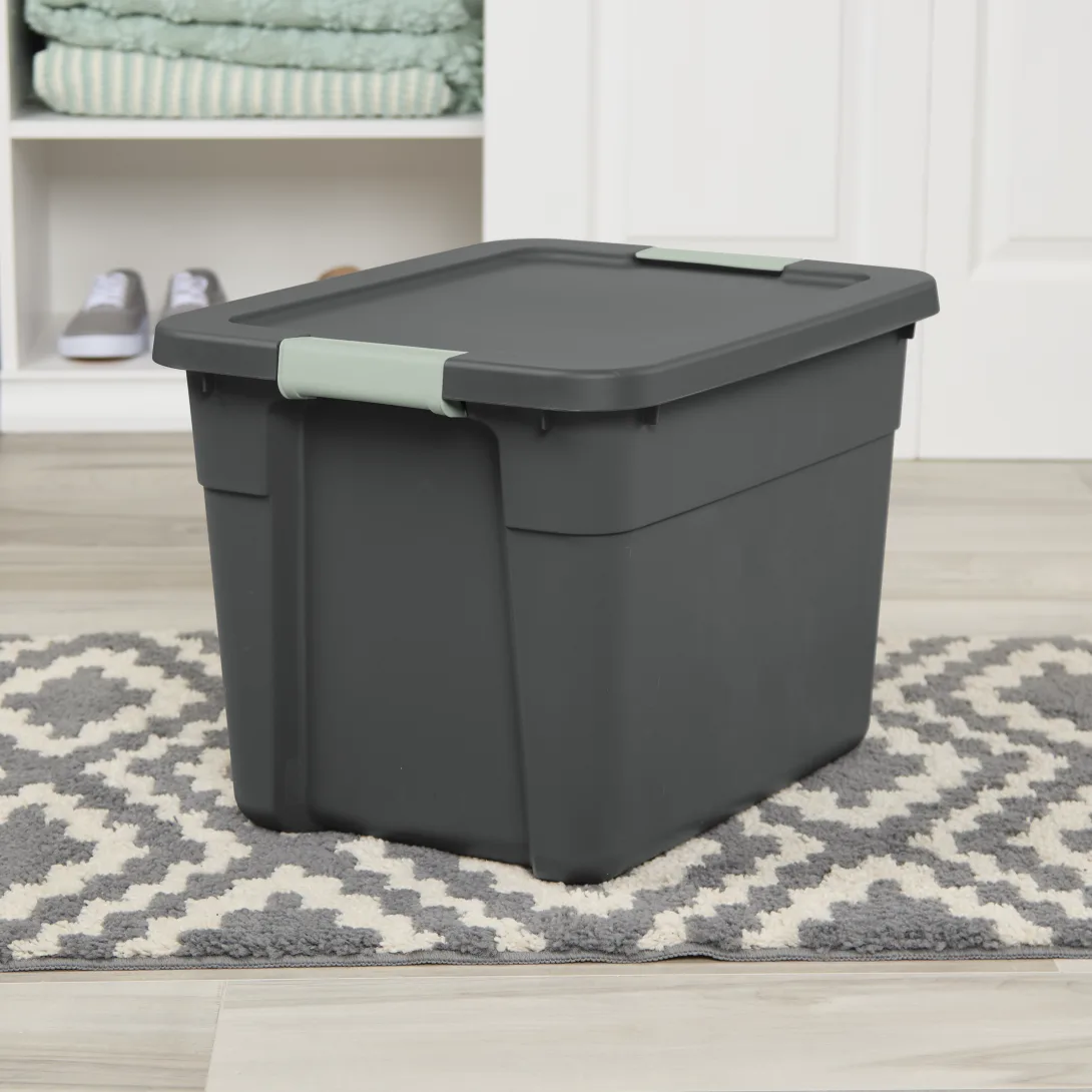 Sterilite 1516 12 Gallon Latch Tote – Flat Gray Base & Lid with Green River Latches - Image 6