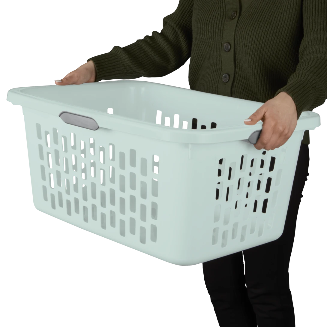 Sterilite 1202 2 Bushel / 71 Liter Ultra Laundry Basket – Mindful Mint / White - Image 6