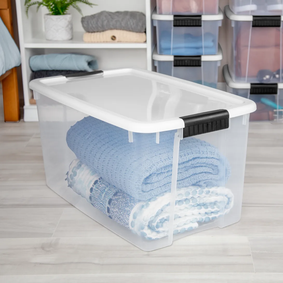 Sterilite 1988 70 Quart Ultra Latch Box – Large Clear Plastic Storage Bin with White Lid & Heavy-Duty Black Latches - Image 7