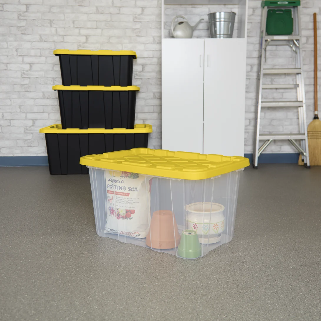 Sterilite 5075 27 Gallon Industrial Box β Heavy-Duty Clear Storage Bin with Yellow Lily Lid - Image 7