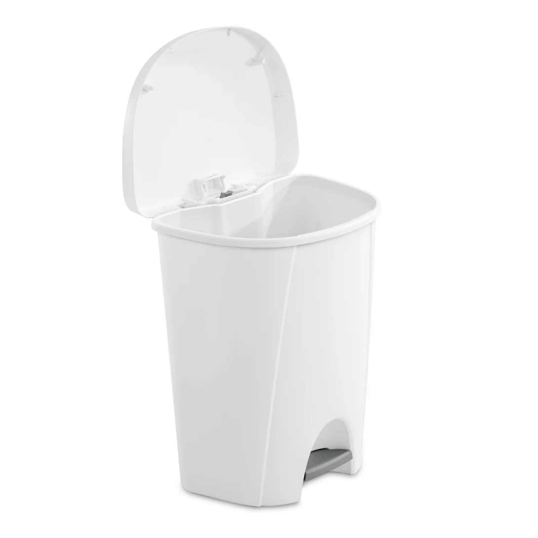 Sterilite 1094 6.6 Gallon / 25 Liter StepOn Wastebasket – White / Black with Titanium Pedal - Image 7