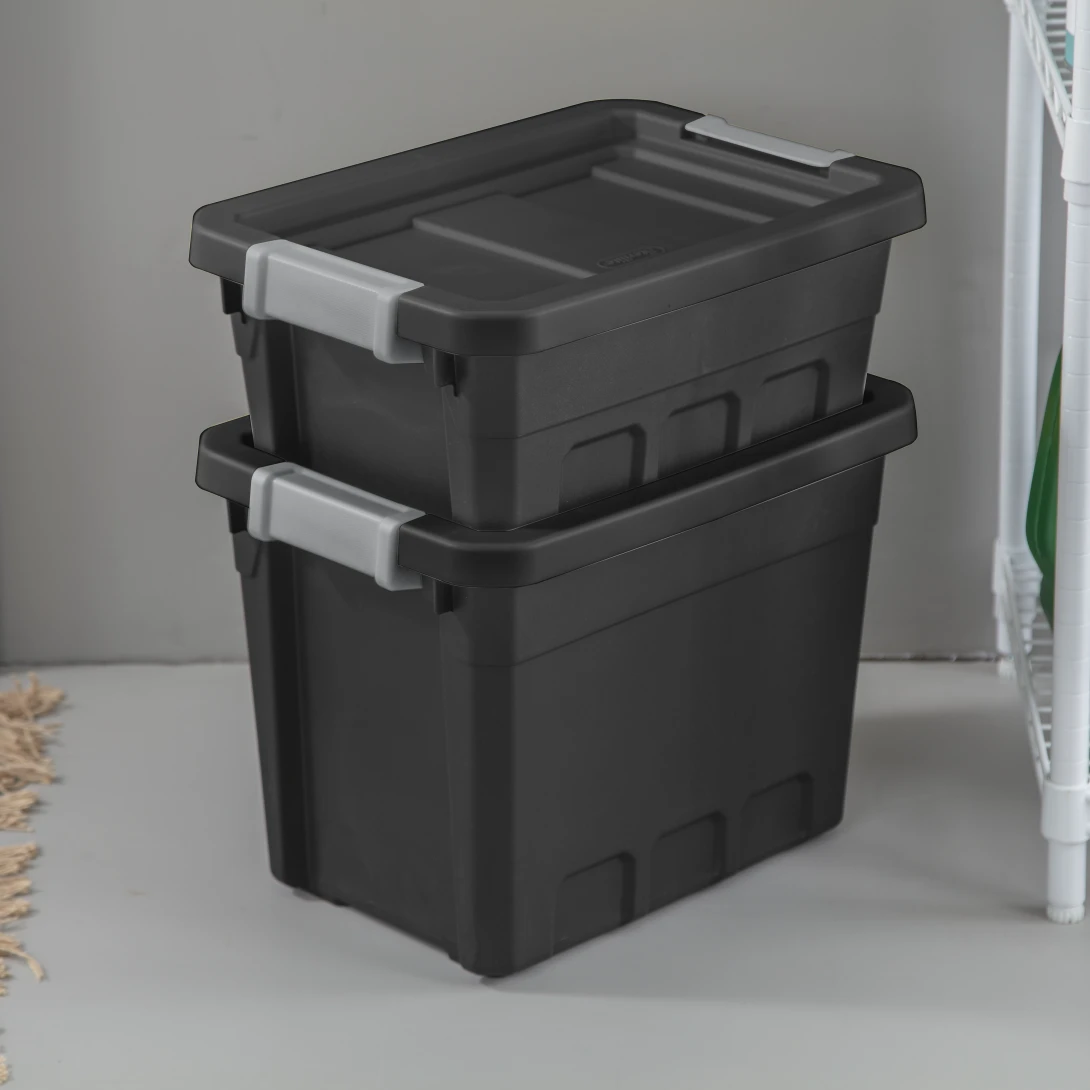 Sterilite 1482 4 Gallon Modular Stacker Tote β Black Base & Lid with Titanium Latches - Image 7