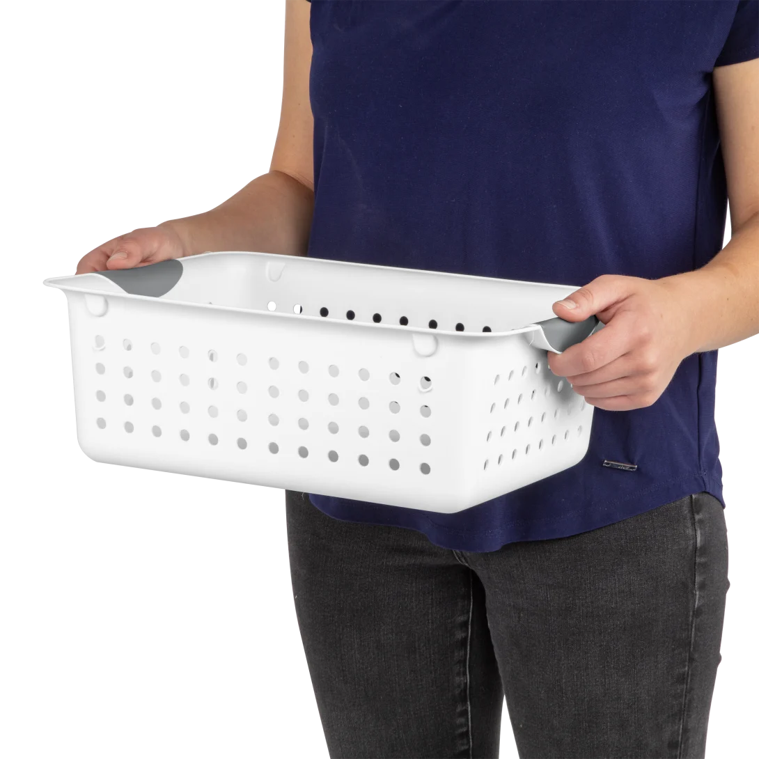 Sterilite 1624 Medium Ultra Basket – White Basket with Titanium Contoured Handles - Image 7