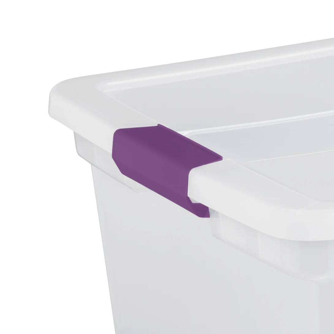 Sterilite 1757 66 Quart ClearView Latch Box – Clear Plastic Storage Bin with Sweet Plum Latches - Image 7