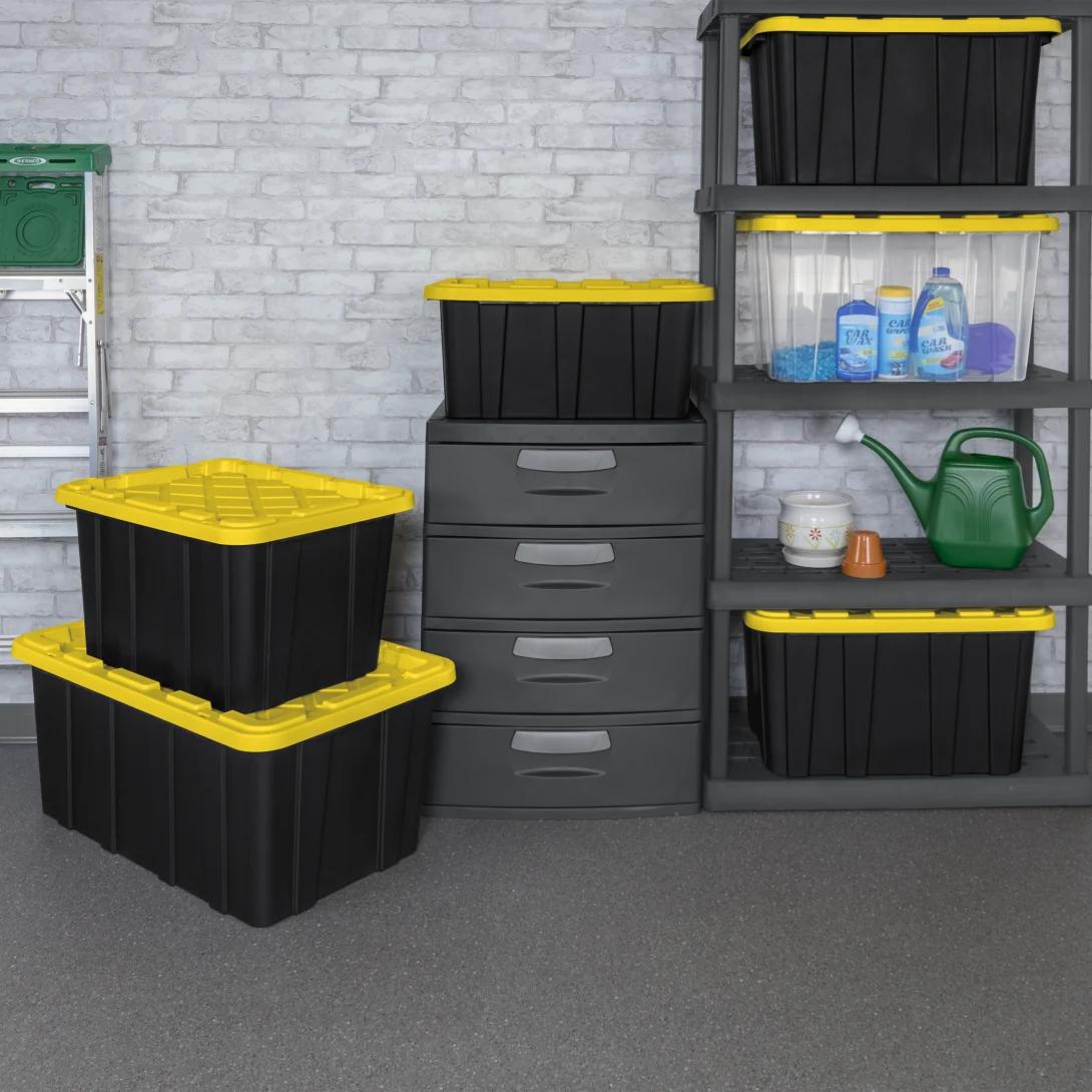 Sterilite 5075 27 Gallon Industrial Box β Heavy-Duty Clear Storage Bin with Yellow Lily Lid - Image 8