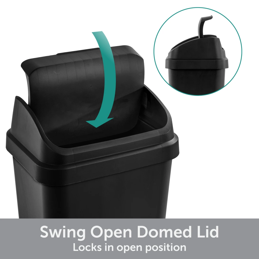 Sterilite 1089 13 Gallon / 49 Liter SwingTop Wastebasket – Black / White - Image 8