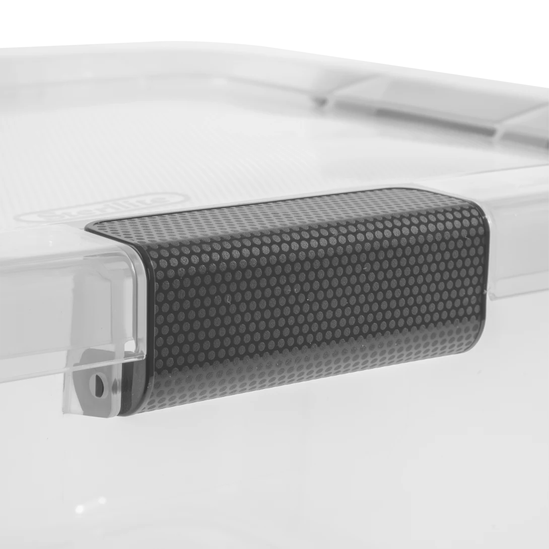 Sterilite 1398 80 Qt HingeLID Box – Clear with Flat Gray Handles & Latching Lid - Image 8