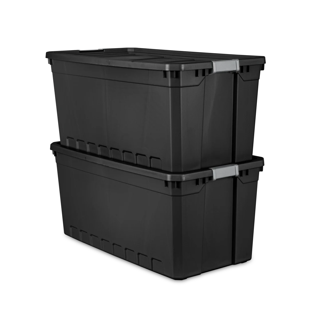 Sterilite 1489 50 Gallon Modular Stacker Tote – Black Base & Lid with Titanium Latches - Image 8