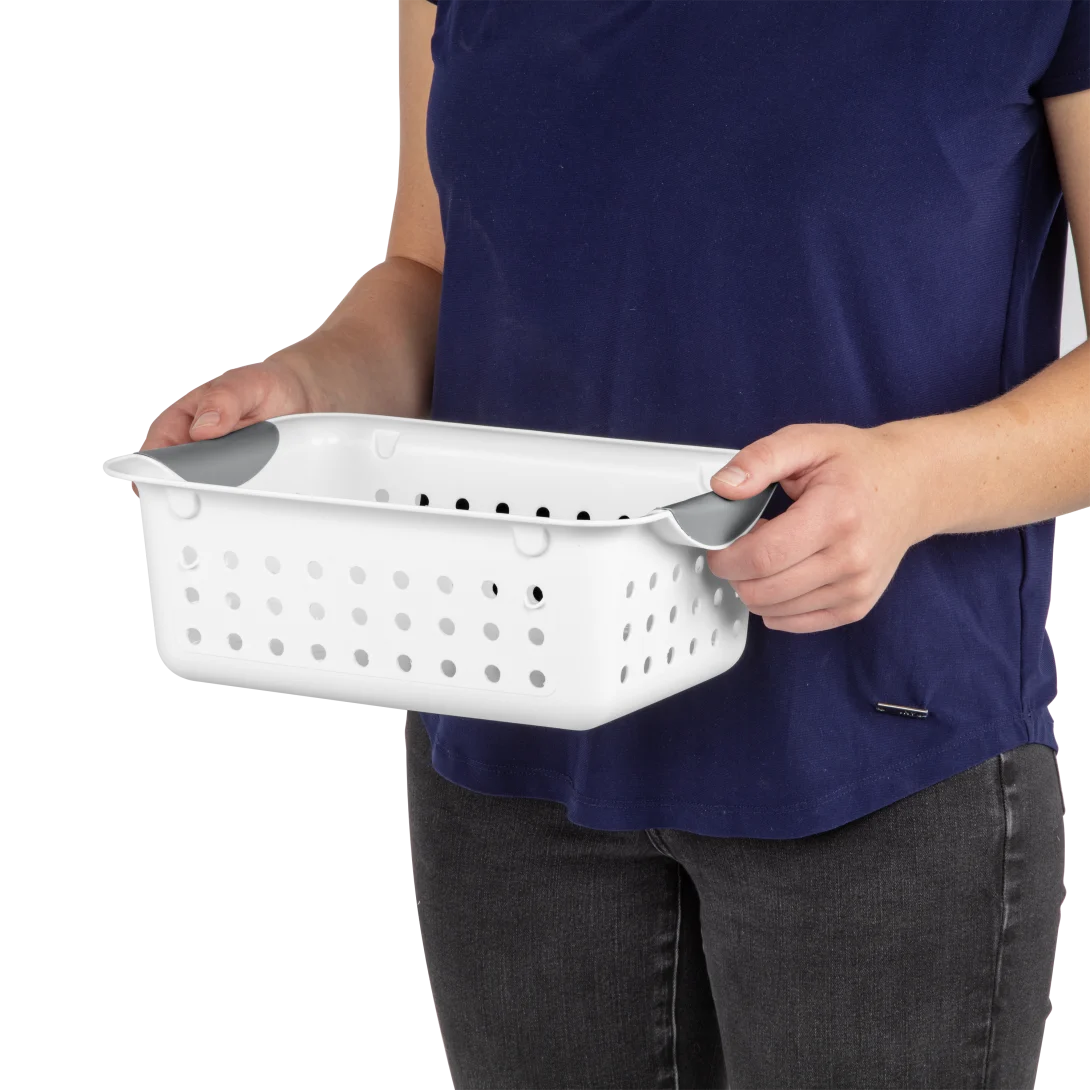 Sterilite 1622 Small Ultra Basket – White Basket with Titanium Contoured Handles - Image 8