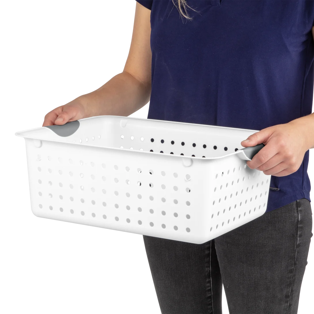 Sterilite 1626 Large Ultra Basket – White Basket with Titanium Contoured Handles - Image 8