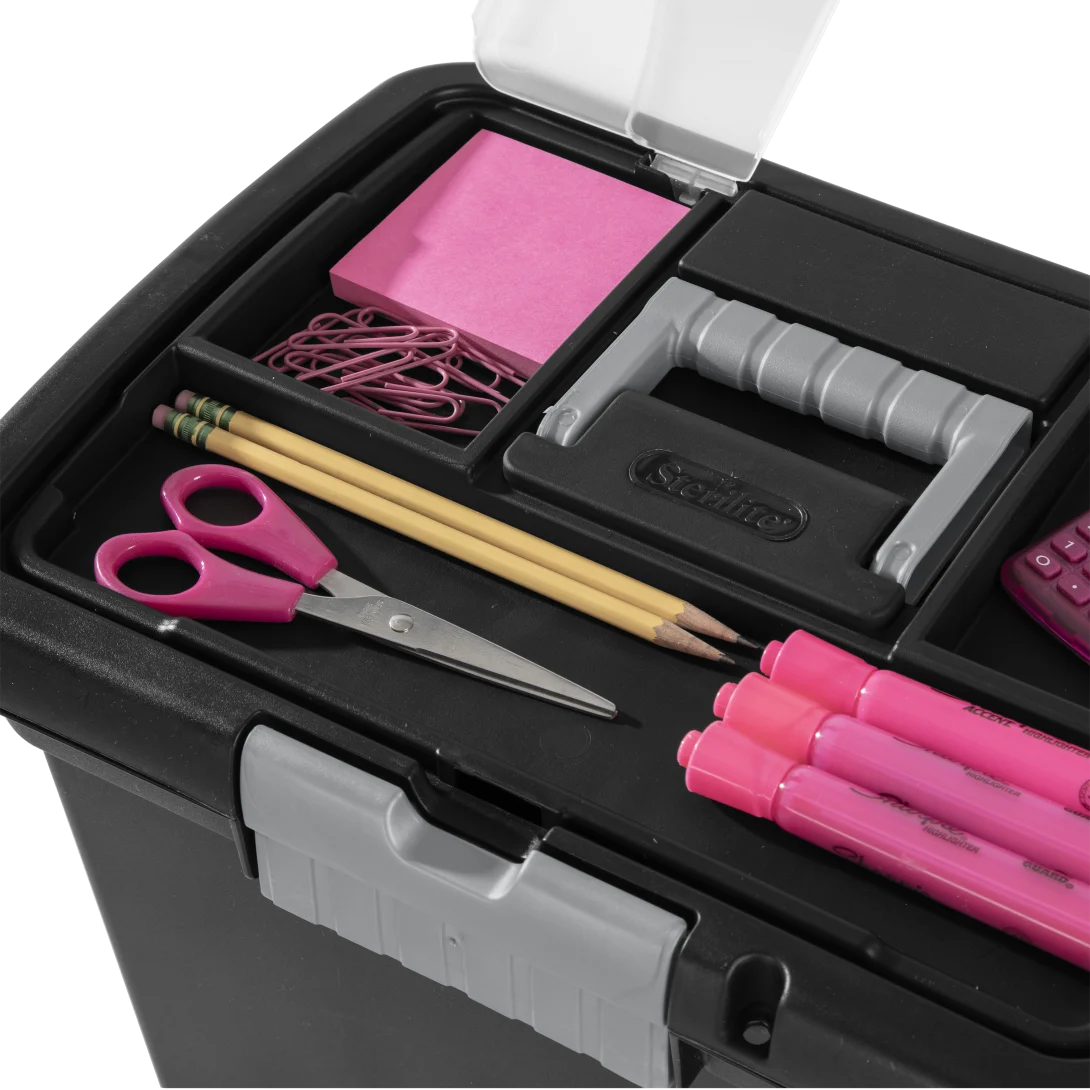 Sterilite 1871 Portable File Box – Plastic Document Tote with Lid Organizer & Titanium Latch - Image 8