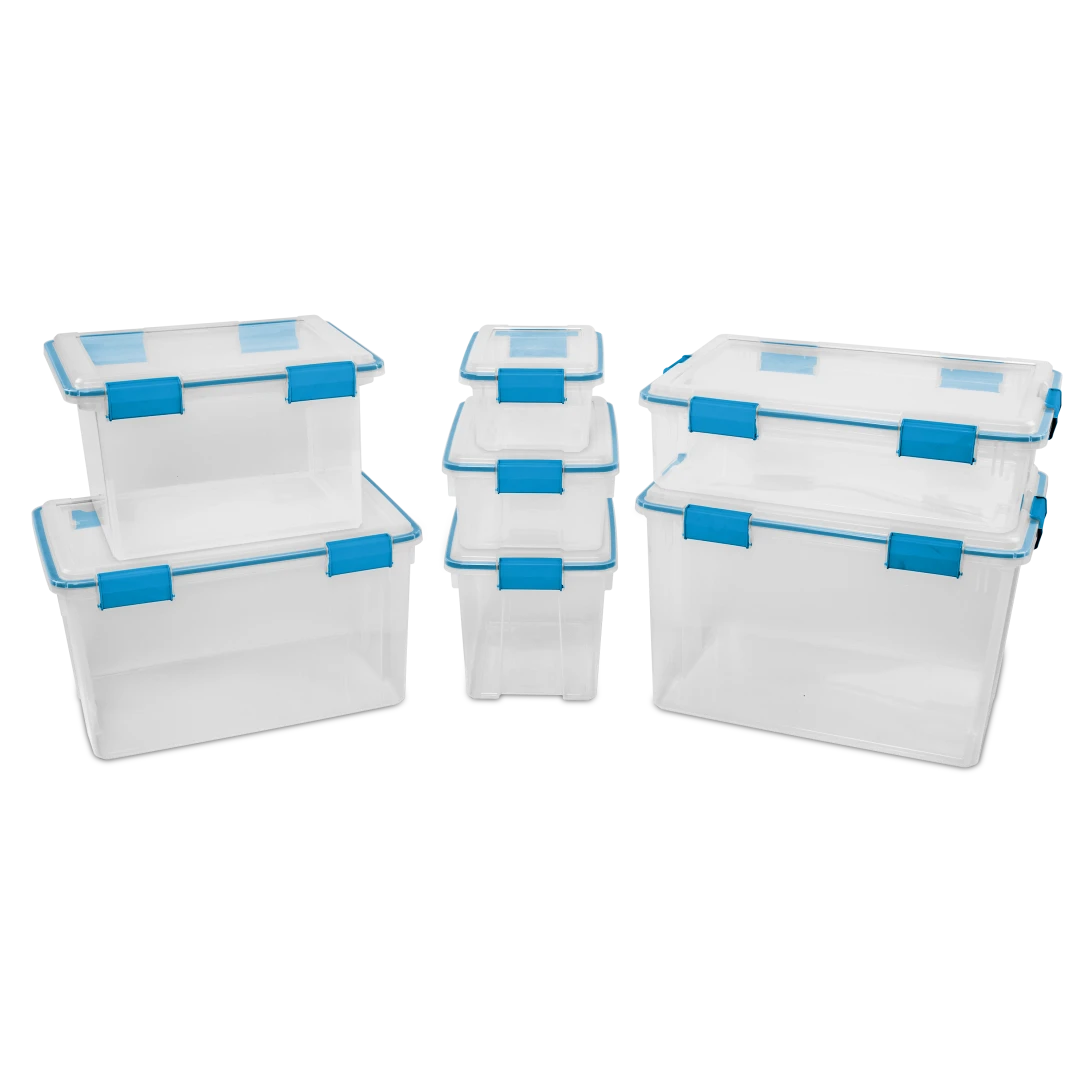 Sterilite 1931 37 Quart Gasket Box – Airtight & Watertight Clear Plastic Storage Bin with Blue Aquarium Latches - Image 8