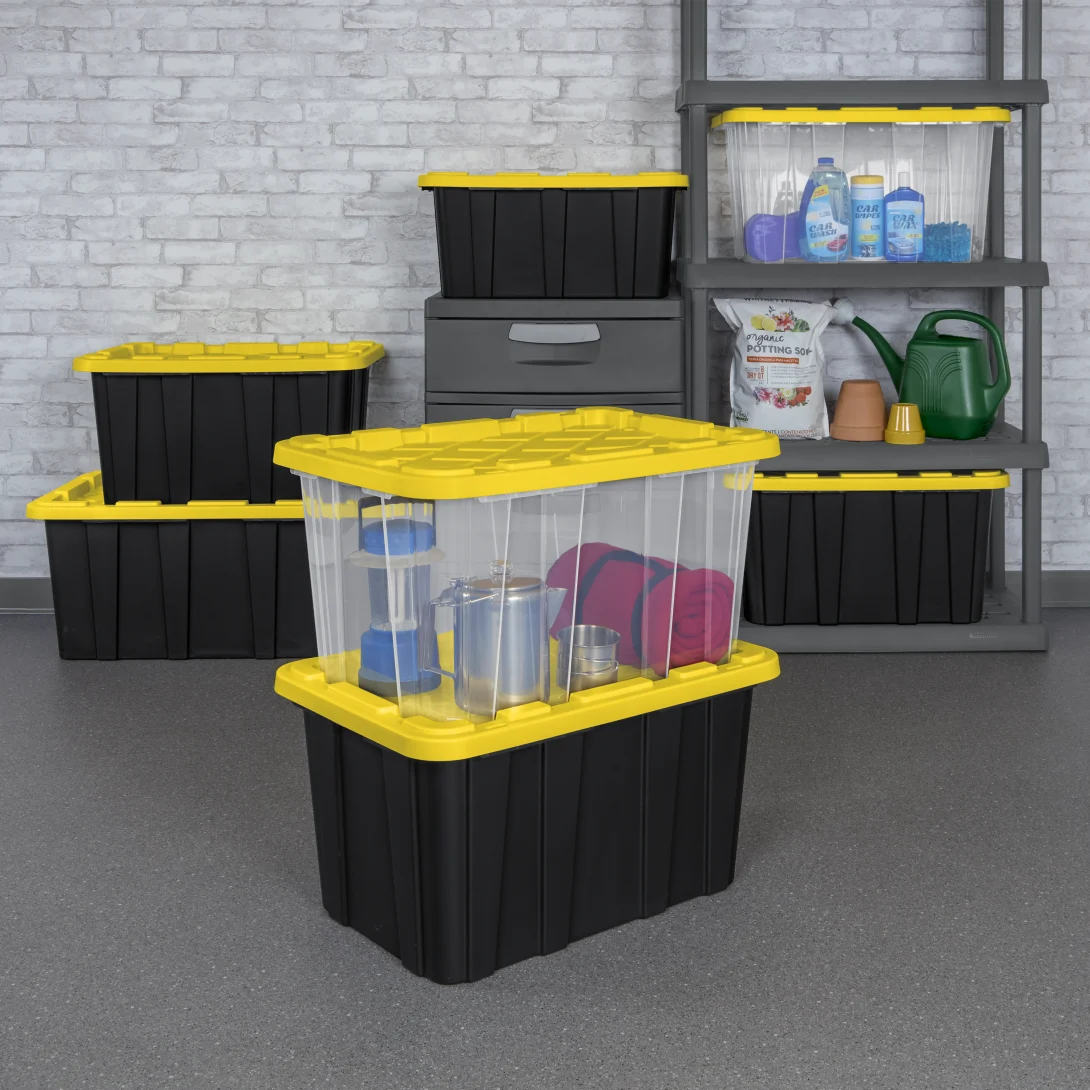 Sterilite 5075 27 Gallon Industrial Box β Heavy-Duty Clear Storage Bin with Yellow Lily Lid - Image 9
