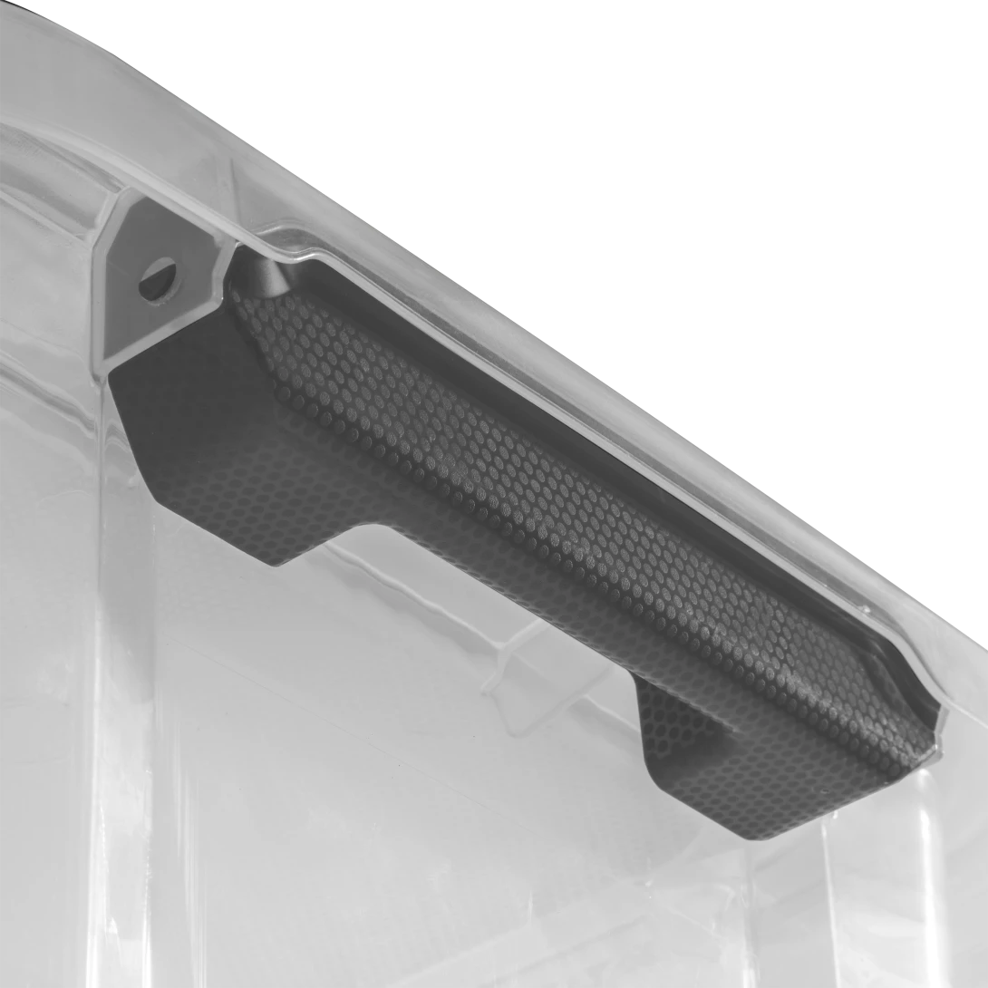 Sterilite 1394 40 Qt HingeLID Box – Clear with Flat Gray Handles & Latching Lid - Image 9