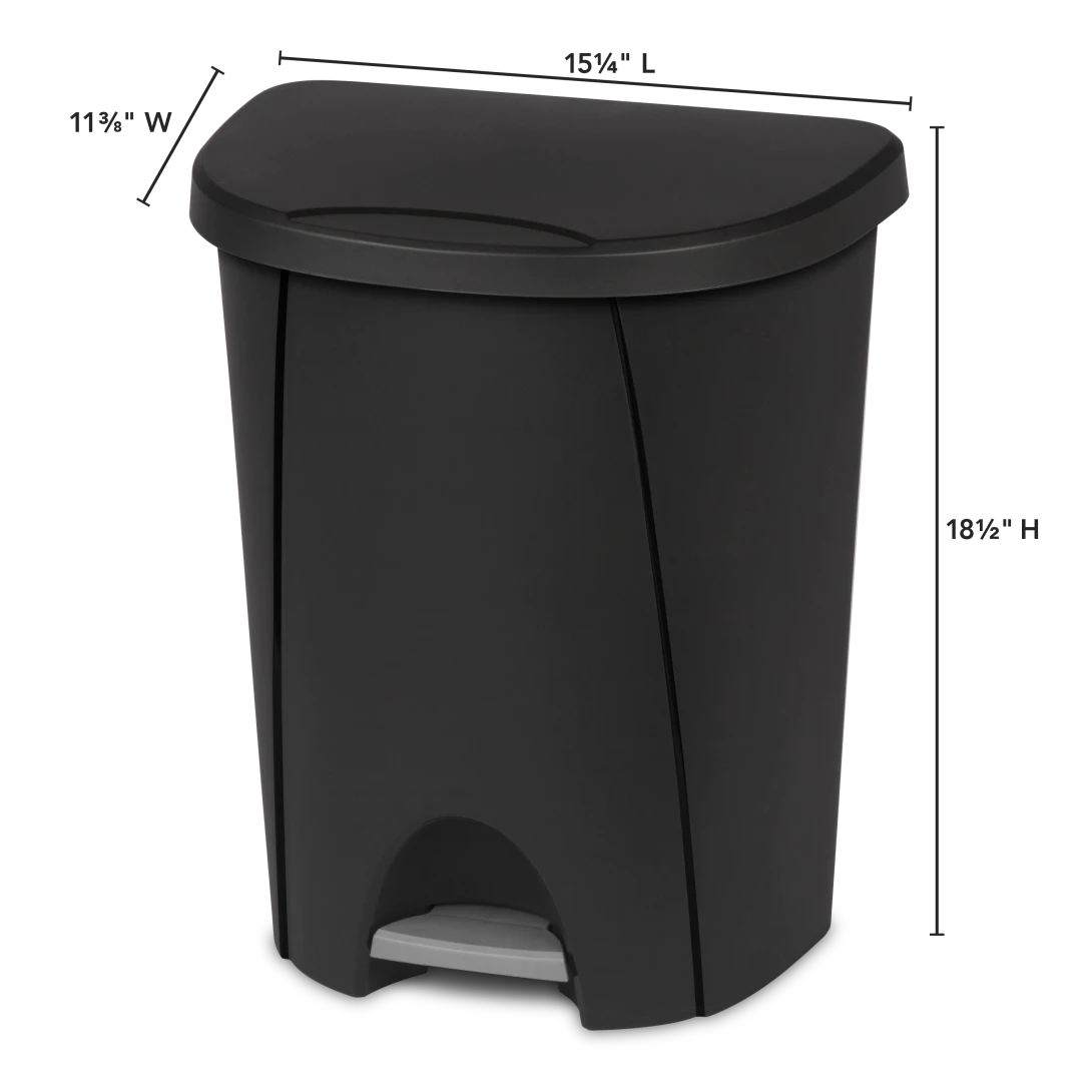 Sterilite 1094 6.6 Gallon / 25 Liter StepOn Wastebasket – White / Black with Titanium Pedal - Image 9