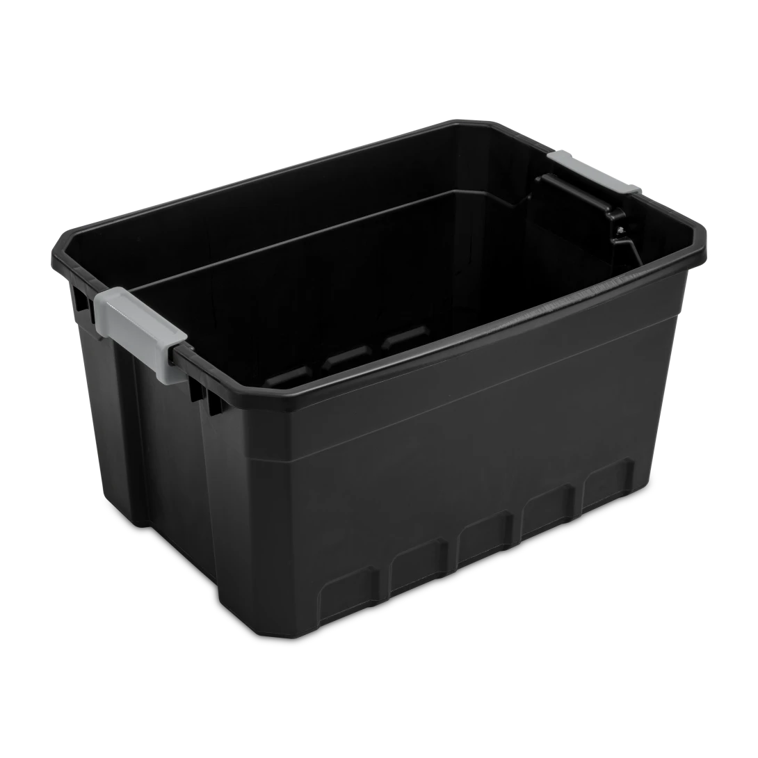 Sterilite 1486 19 Gallon Modular Stacker Tote – Black Base & Lid with Titanium Latches - Image 9