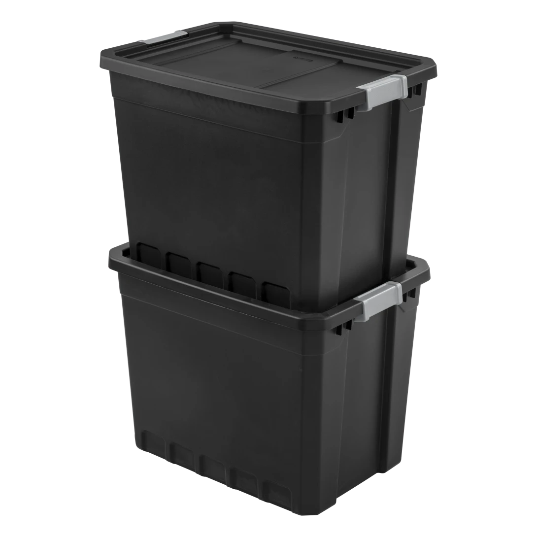 Sterilite 1488 27 Gallon Modular Stacker Tote – Black Base & Lid with Titanium Latches - Image 9