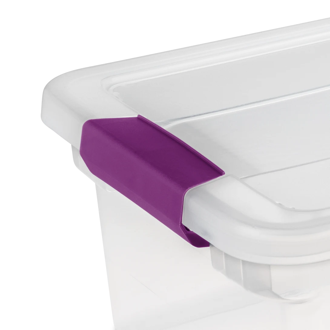 Sterilite 1753 15 Quart ClearView Latch Box – Clear Plastic Storage Bin with Sweet Plum Latches - Image 9