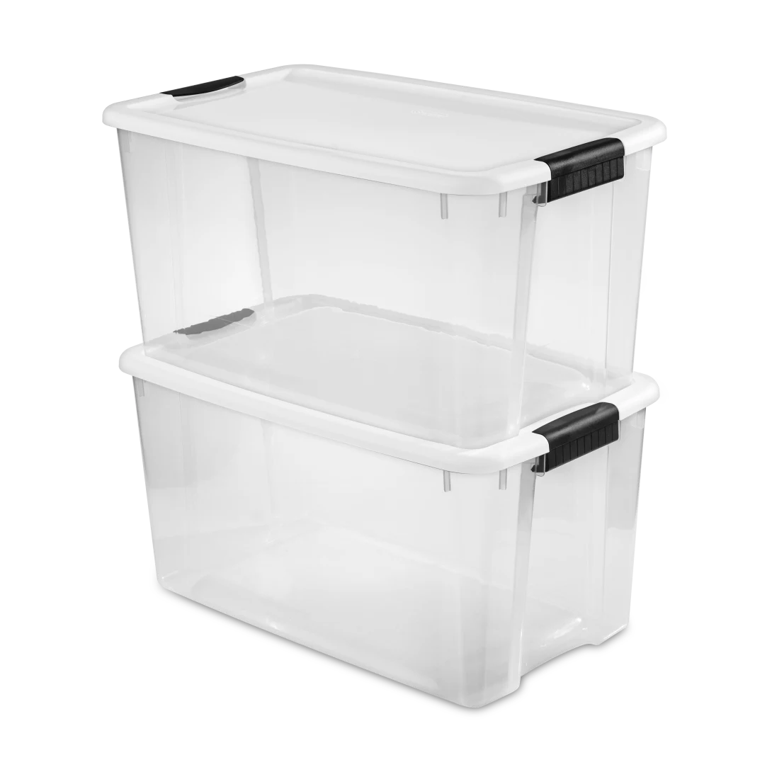 Sterilite 1988 70 Quart Ultra Latch Box – Large Clear Plastic Storage Bin with White Lid & Heavy-Duty Black Latches - Image 9