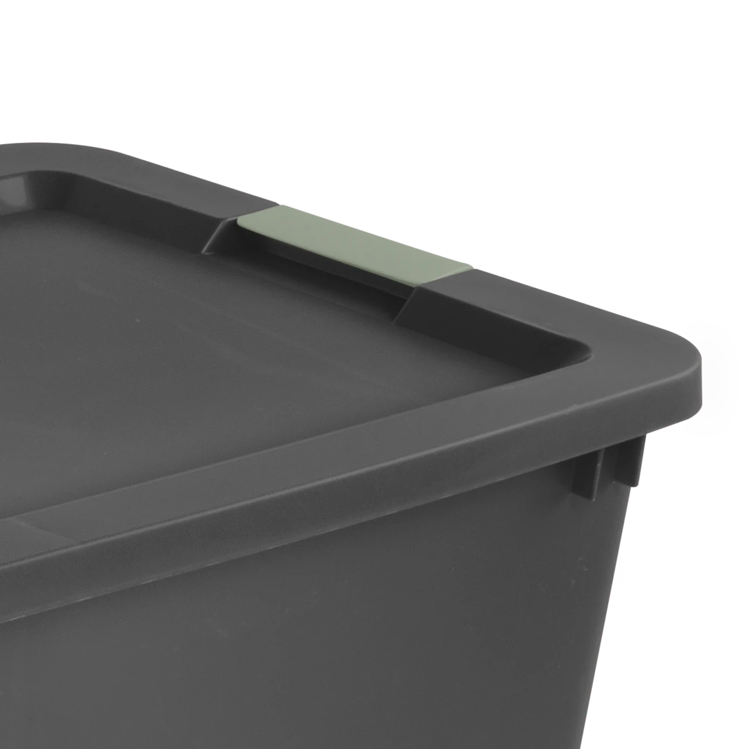 Sterilite 2219 34 Gallon Latch Tote – Extra Large Heavy-Duty Flat Gray Plastic Storage Bin with Green River Latches - Image 9